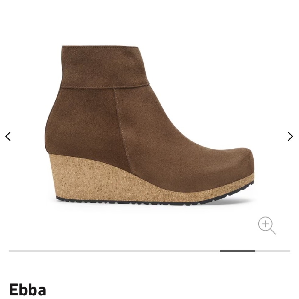 BIRKENSTOCK PAPILLIO Ebba 36 Dark Tea Wedge Ankle Boots